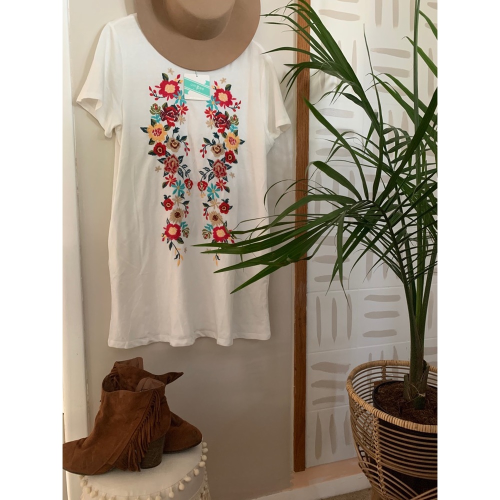 White embroidered floral dress